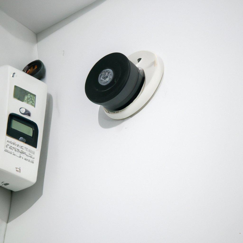 A technician installing a wireless security alarm system in a home, illustrating the process of setting up a burglar alarm for enhanced home security.