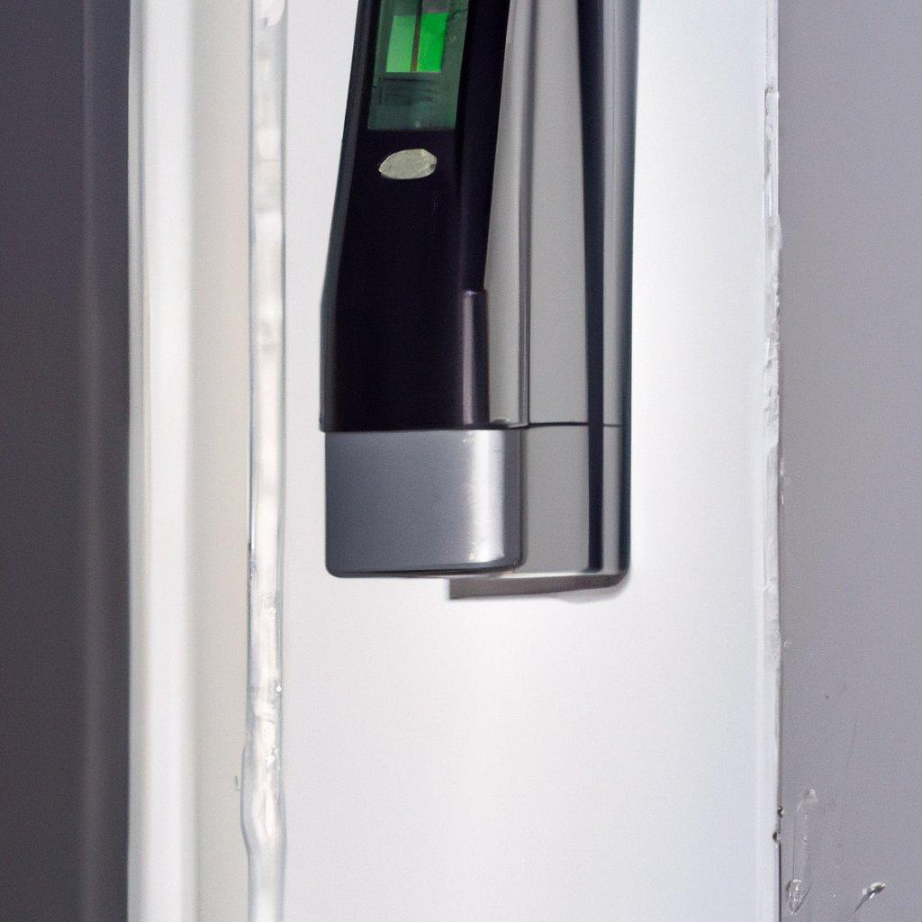 A modern wireless security alarm system installed in an apartment setting, showcasing motion detectors and wireless technology apps for enhanced home protection.