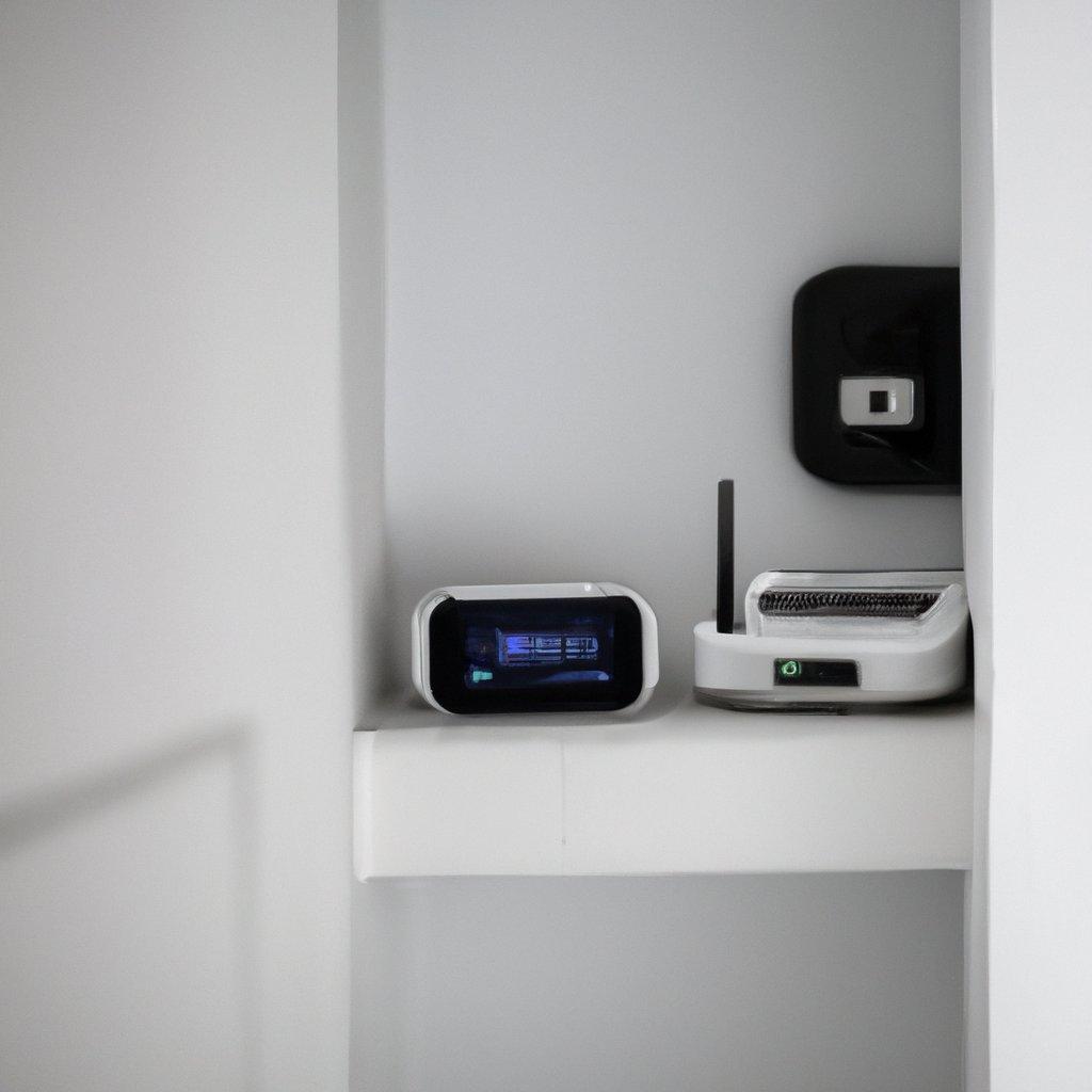 A person installing a wireless security system in a rented home, featuring a WiFi alarm and motion detector, showcasing modern home security solutions.