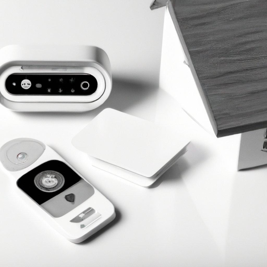 A modern wireless alarm system installation in a spacious home, showcasing components like motion detectors and a control panel.