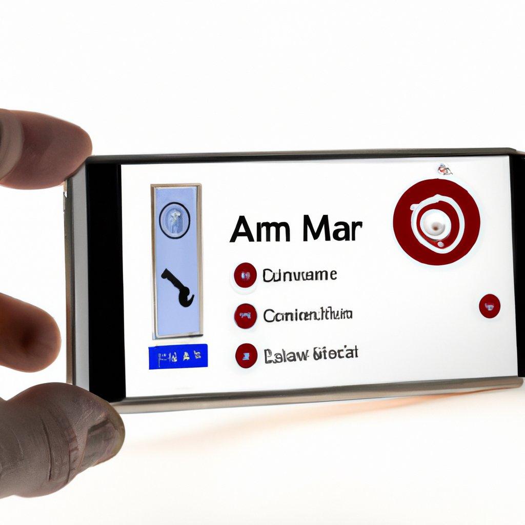 A smartphone displaying alarm notifications from a wireless security alarm system, illustrating the integration of smart security features with home technology.