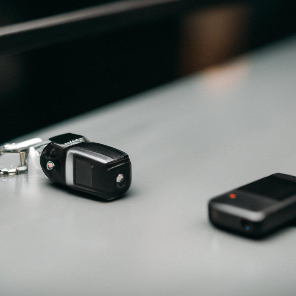 A modern garage equipped with a GSM wireless alarm system, showcasing a sleek PIR motion detector, demonstrating advanced home security measures.