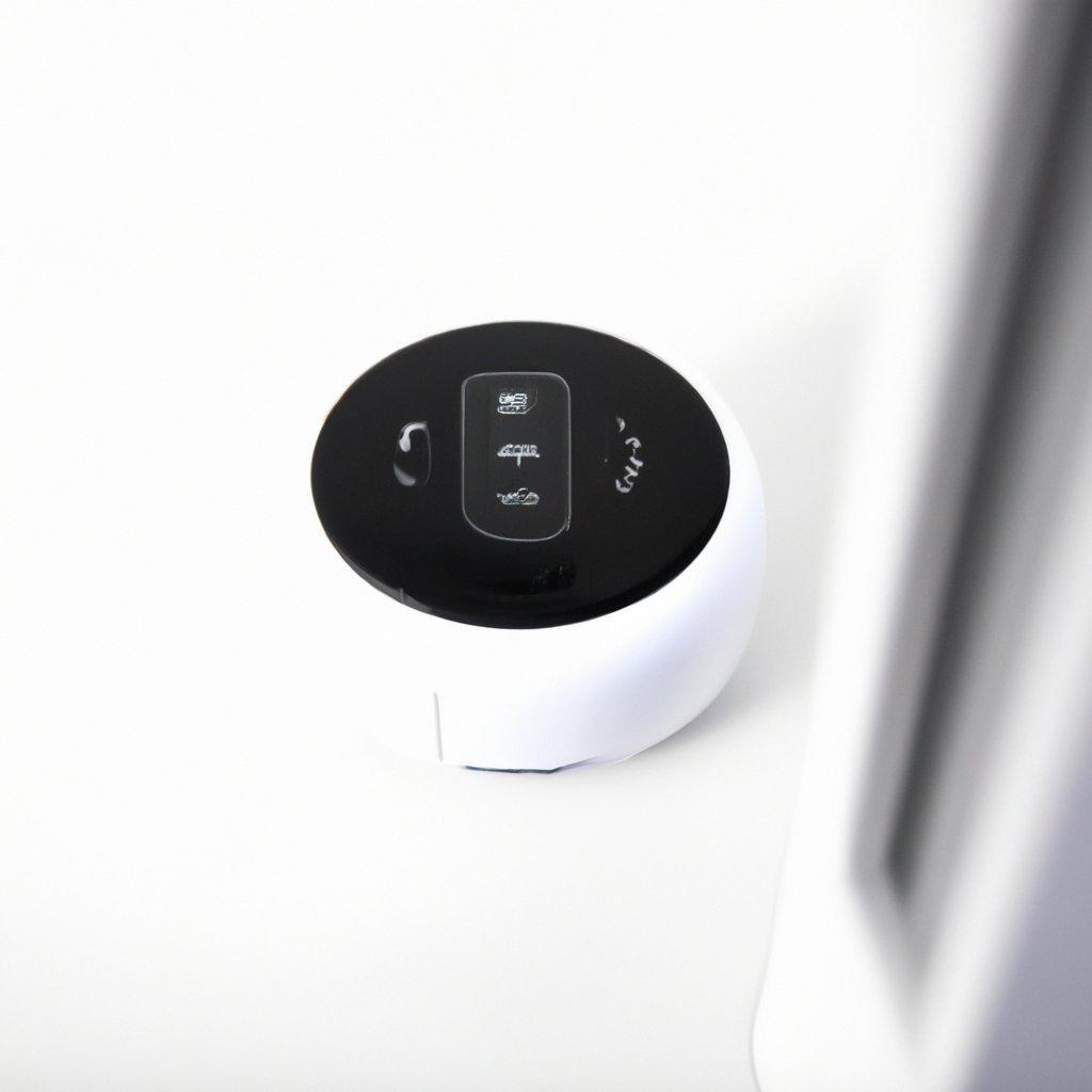 A modern wireless burglar alarm system displayed on a wall, featuring a sleek design and advanced technology, highlighting its integration with motion detectors and smart home systems.