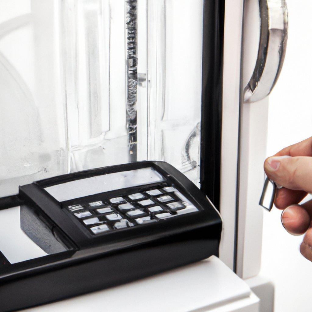 A technician reviewing a wireless alarm system during a security audit, featuring various home security devices including motion detectors and GSM alarms.