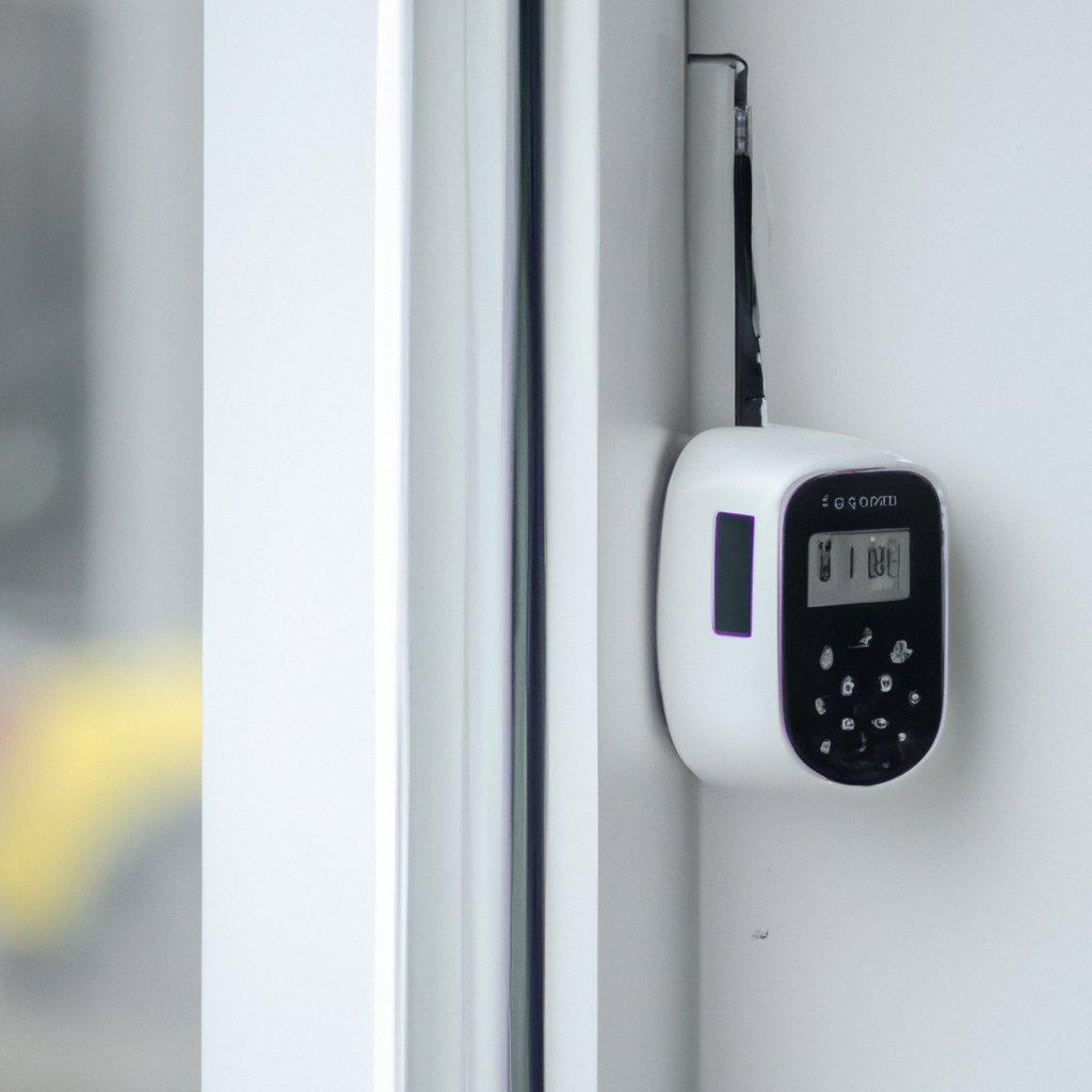 A modern wireless alarm system graphic showcasing features like motion detectors and GSM connectivity for enhanced home security.