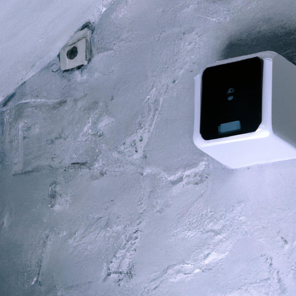 A sleek wireless motion detector installed in a basement, ensuring effective home security with a modern wireless alarm system.